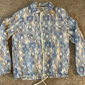 Zara Blue Geometric Snap Jacket Size Medium
